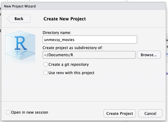 image of new project box