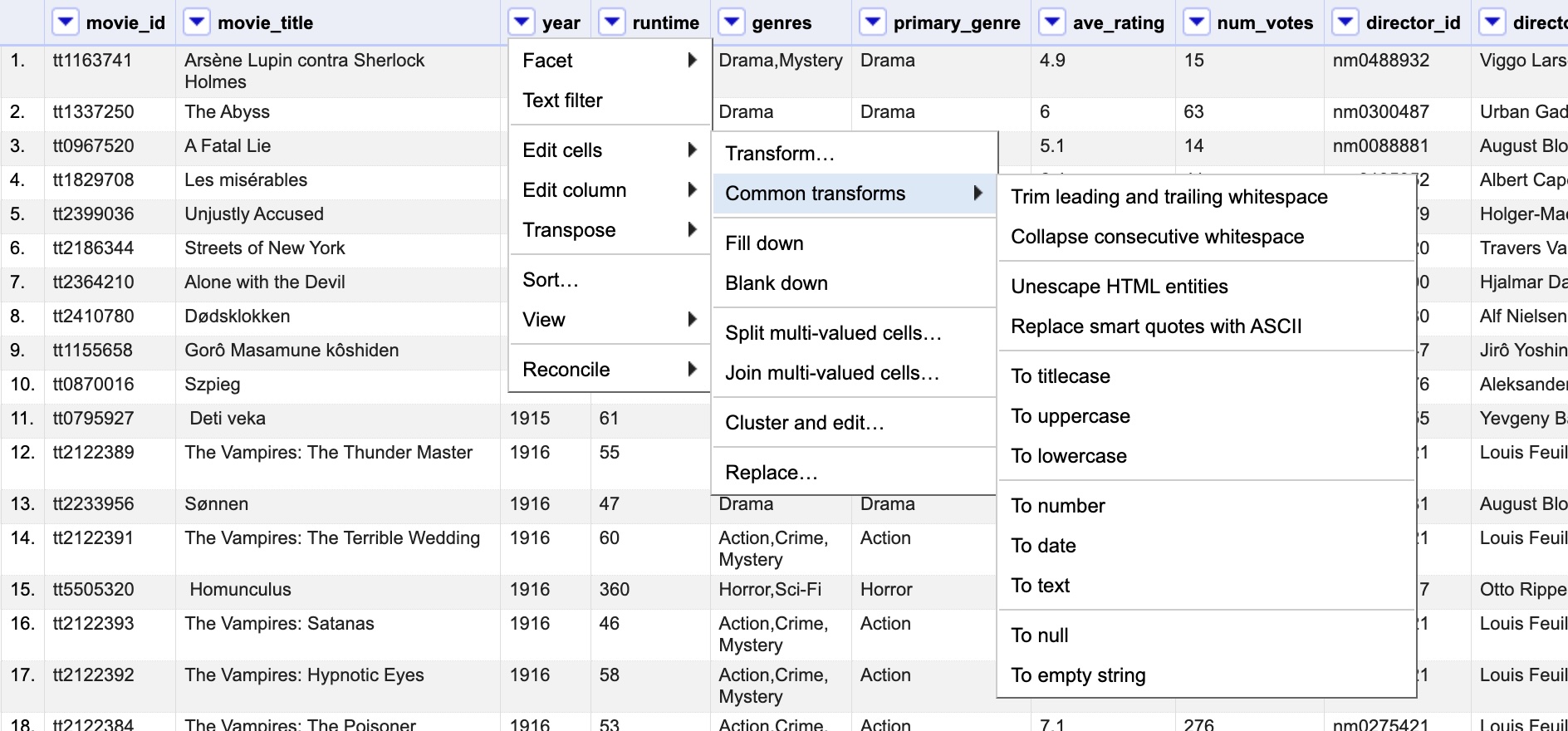 image of the transformation options